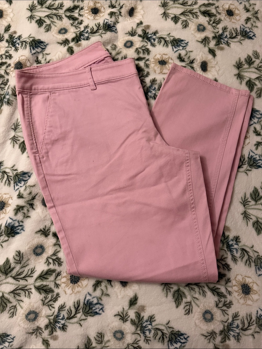 LOFT Pink Straight Leg Cotton Blend Pants